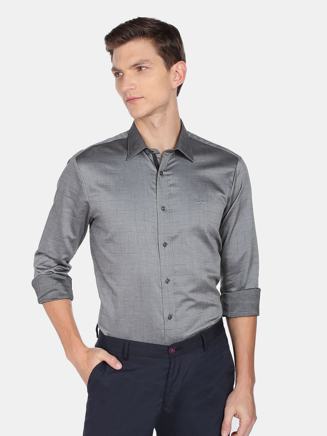 

Arrow Men Geometric Printed Cotton Formal Shirt, Grey