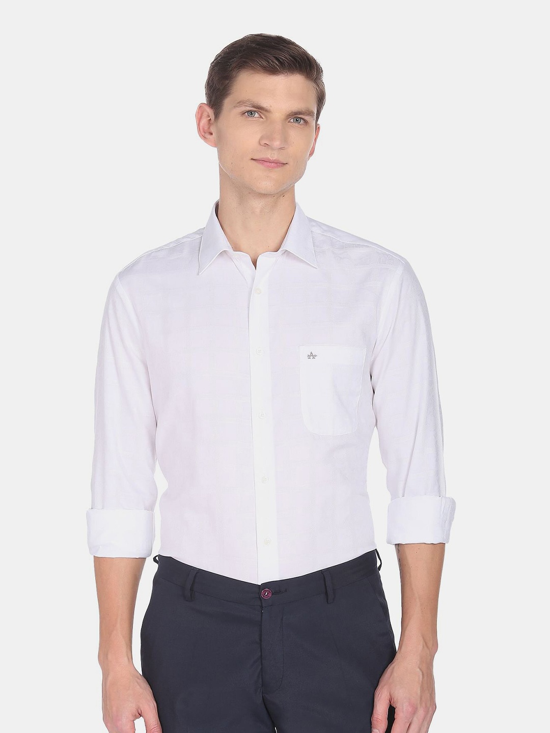 

Arrow Men Self Design Cotton Formal Shirt, White