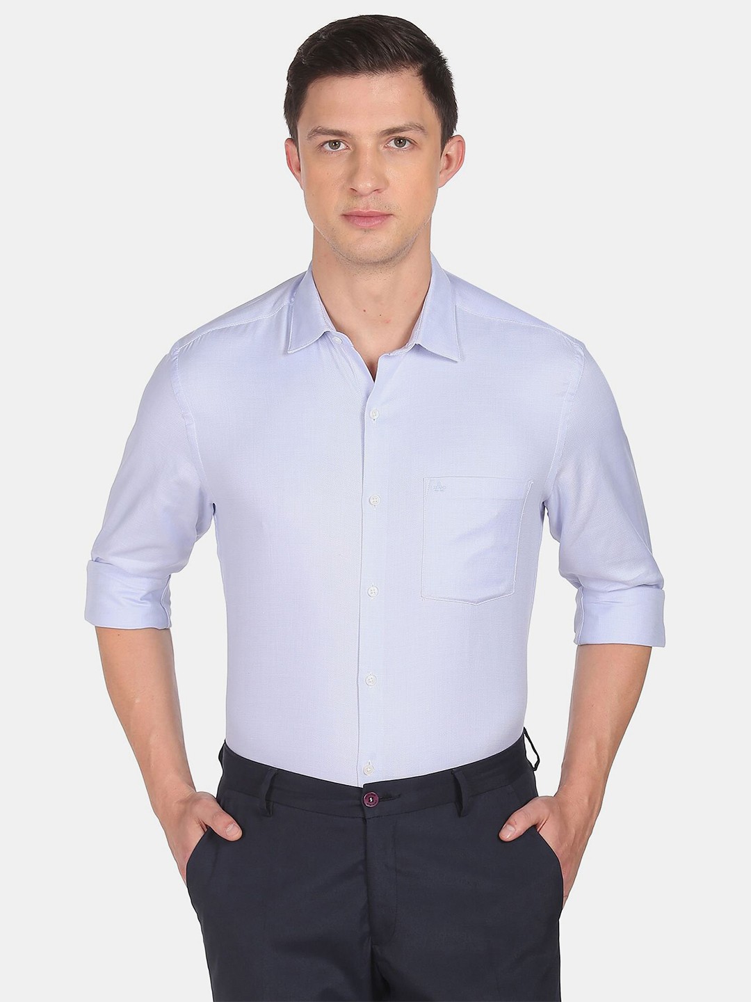 

Arrow Men Self Design Slim Fit Formal Shirt, Blue