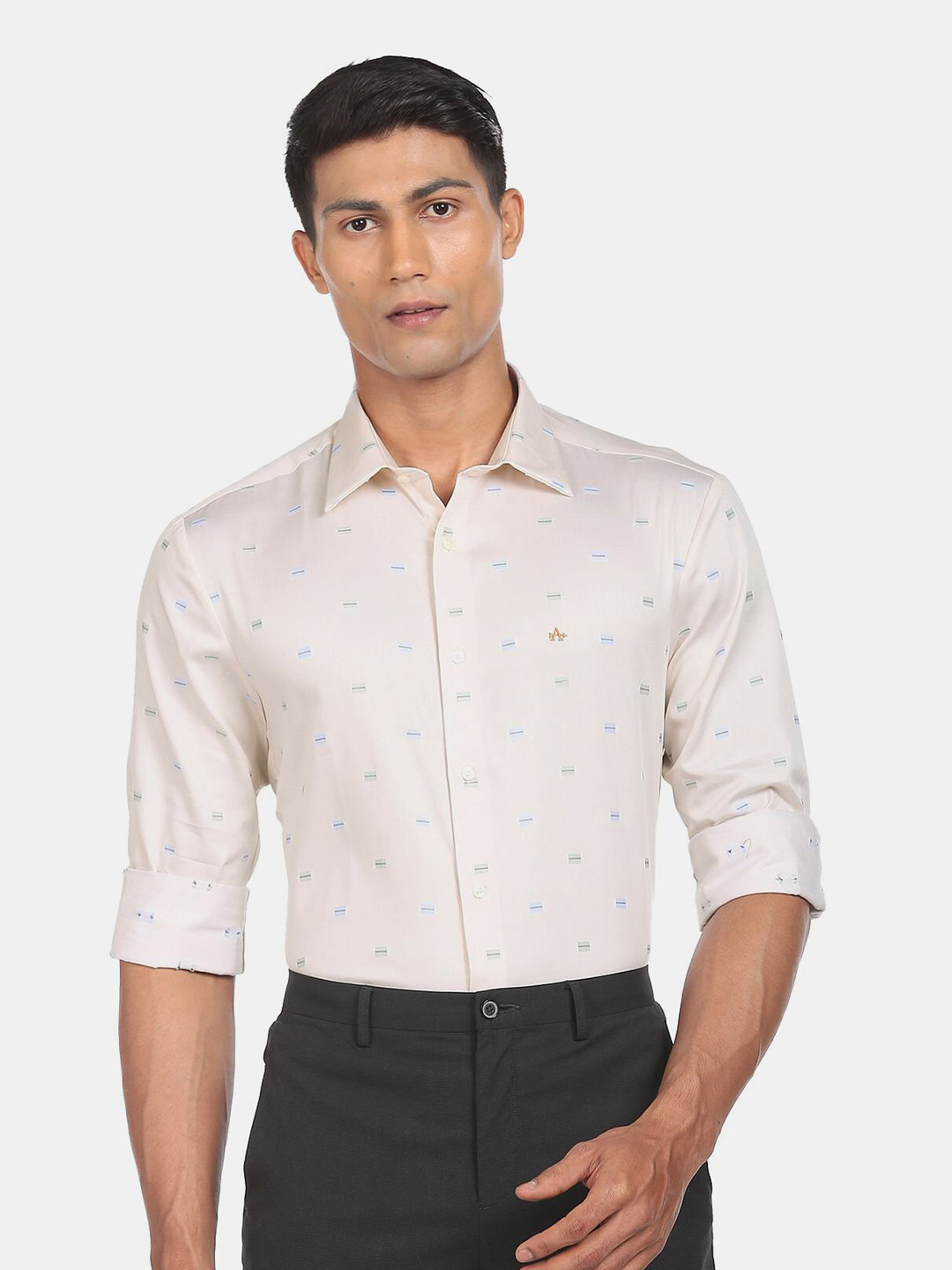 

Arrow Men Beige Printed Cotton Regular Fit Formal Shirt