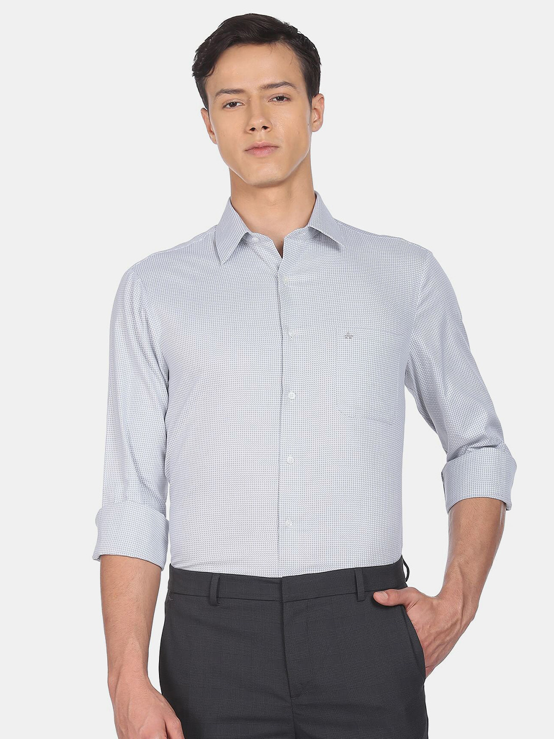 

Arrow Men Self Design Cotton Formal Shirt, Grey