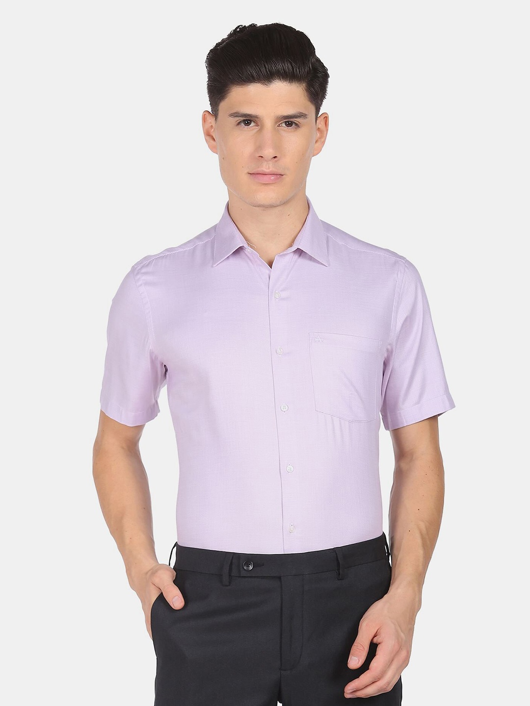 

Arrow Men Self Design Short Sleeves Formal Shirt, Purple