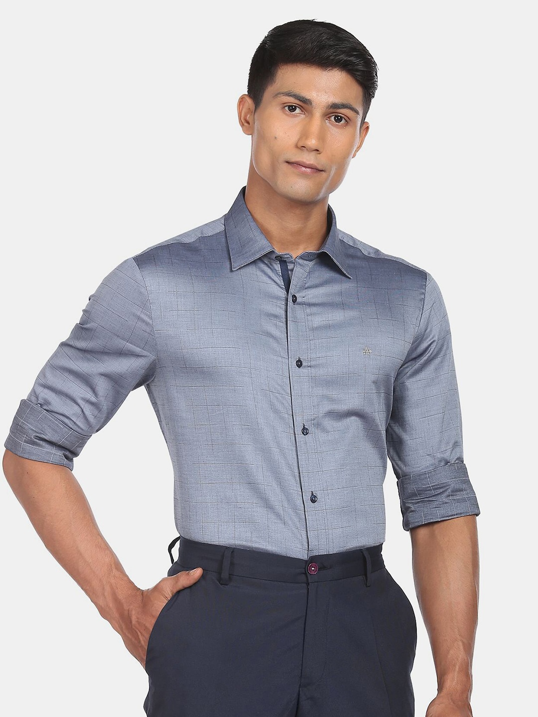 

Arrow Men Geometric Printed Cotton Formal Shirt, Blue