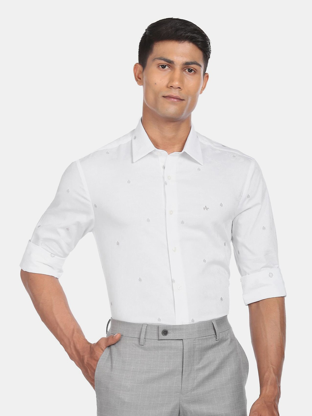 

Arrow Men White Printed Cotton Regular Fit Formal Shirt