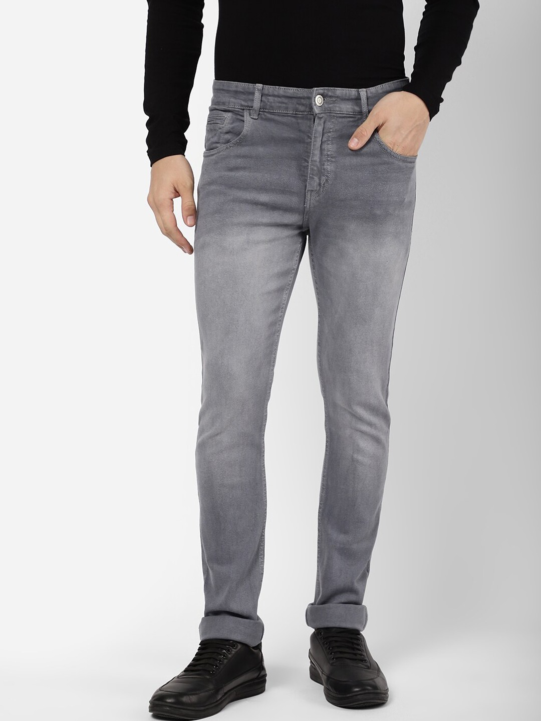 

R&B Men Grey Slim Fit Light Fade Jeans