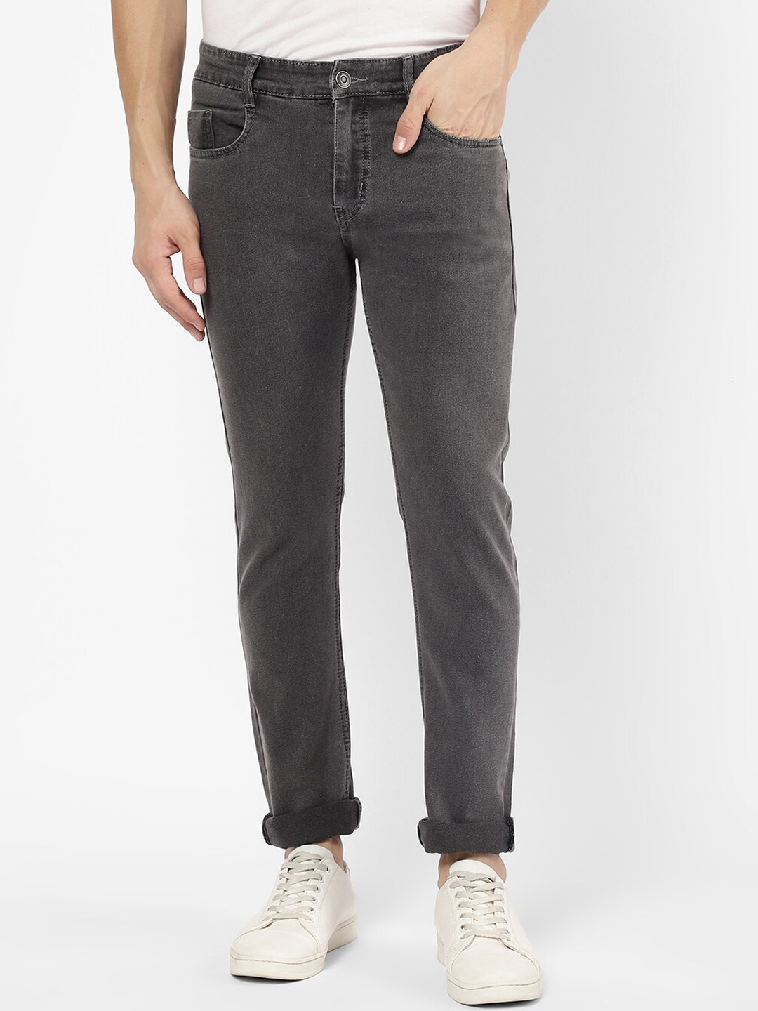 

R&B Men Grey Slim Fit Light Fade Jeans