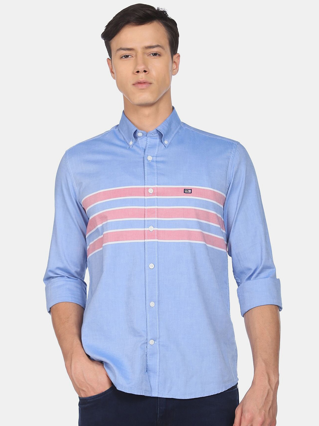 

Arrow Sport Men Blue & Pink Striped Cotton Casual Shirt