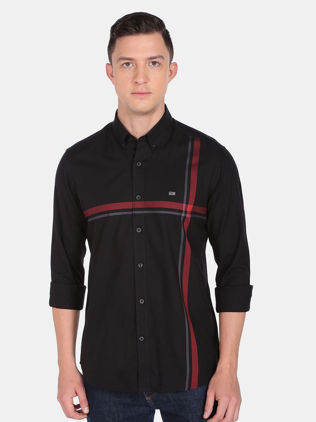 Arrow Sport Men Black Slim Fit Cotton Casual Shirt
