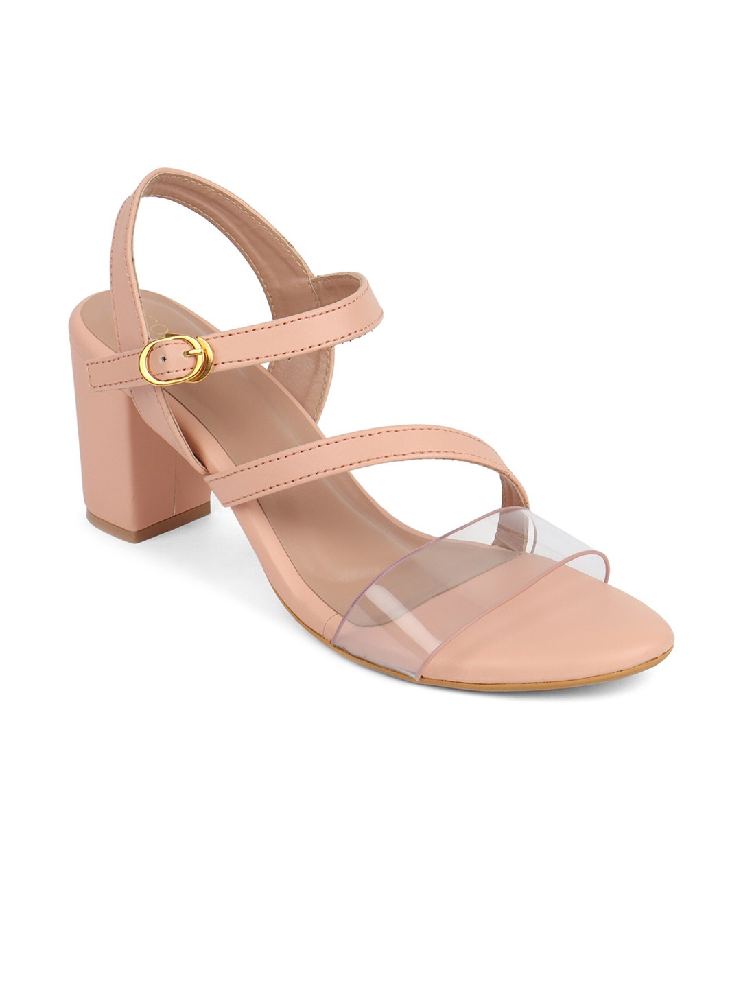 

ICONICS Women Peach-Coloured Block Heels with Buckles