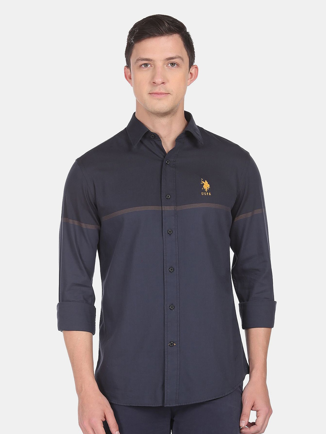 

U.S. Polo Assn. Men Grey Pure Cotton Casual Shirt