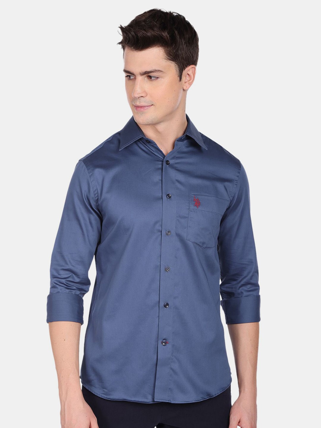 

U.S. Polo Assn. Men Blue Pure Cotton Casual Shirt