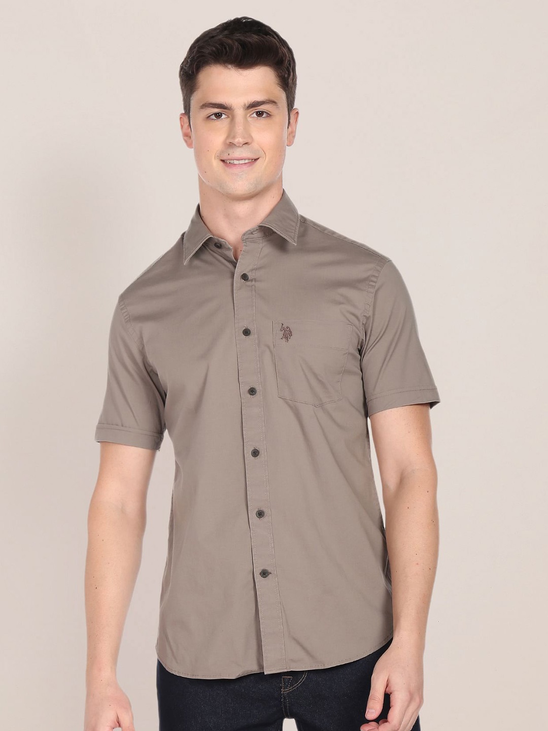 

U.S. Polo Assn. Men Brown Slim Fit Casual Shirt