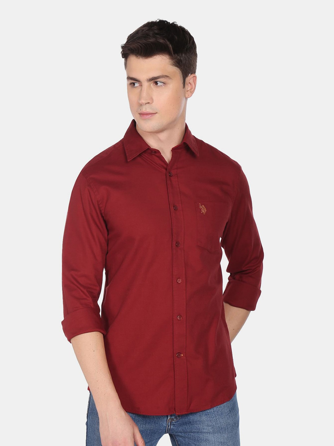 

U.S. Polo Assn. Men Red Pure Cotton Casual Shirt
