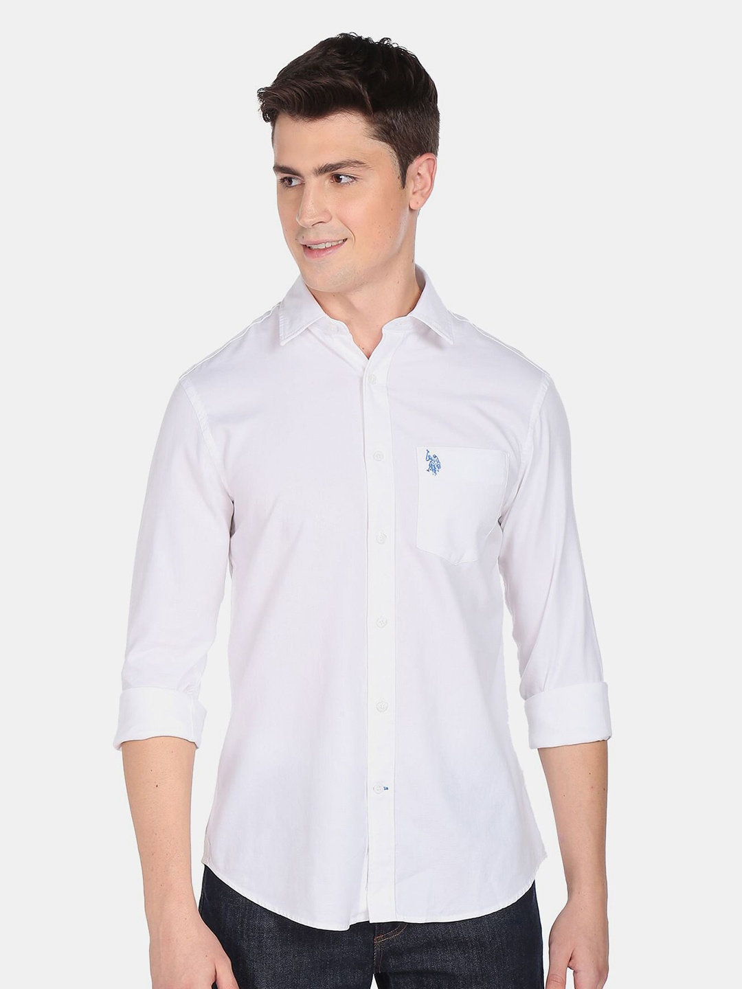 

U.S. Polo Assn. Men White Pure Cotton Casual Shirt