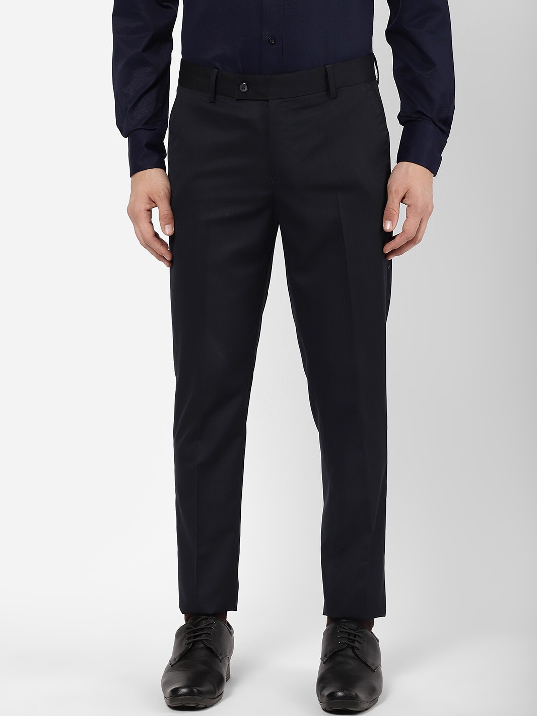 

R&B Men Regular Fit Trousers, Navy blue