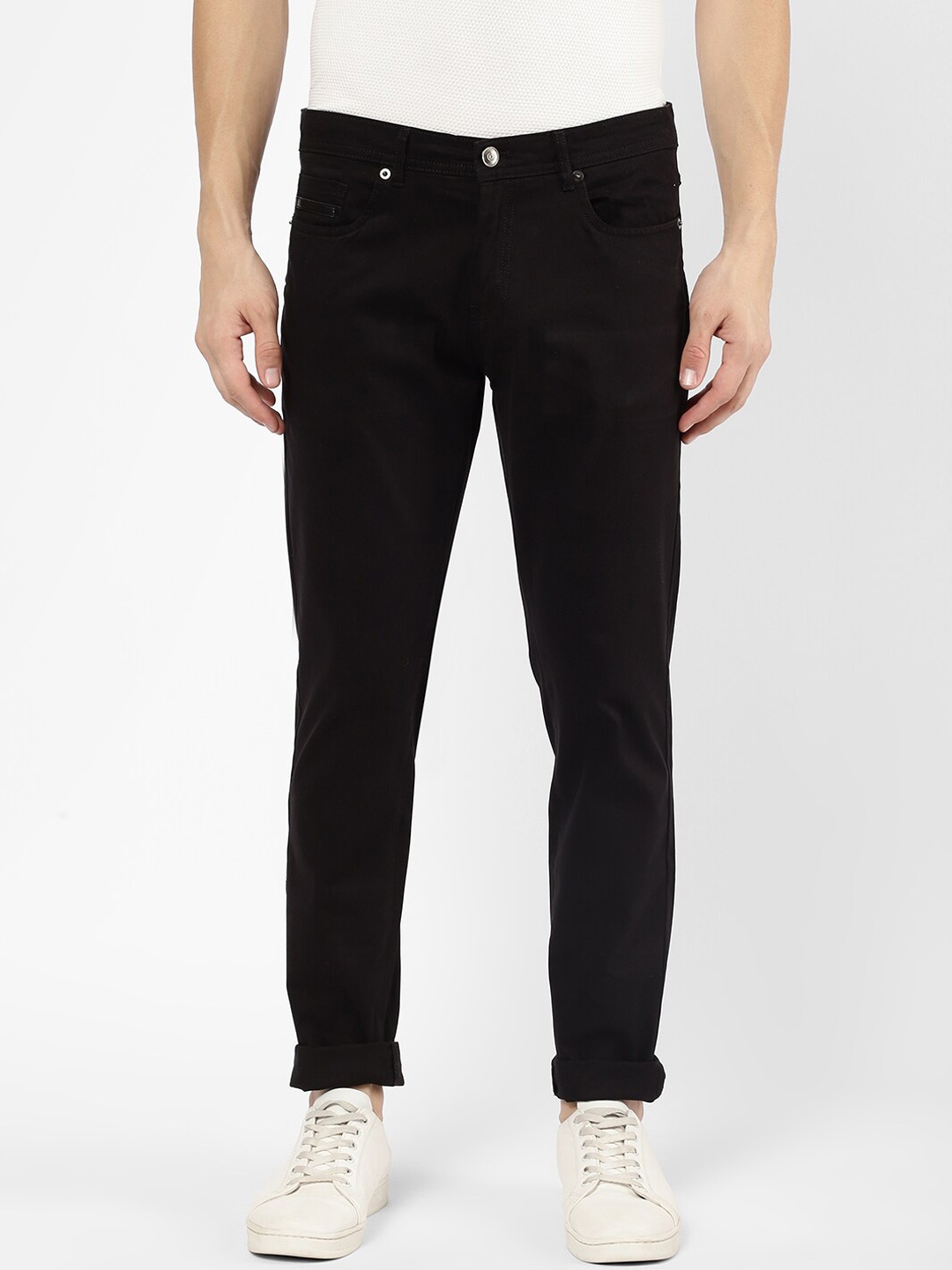 

R&B Men Black Chinos Cotton Trousers