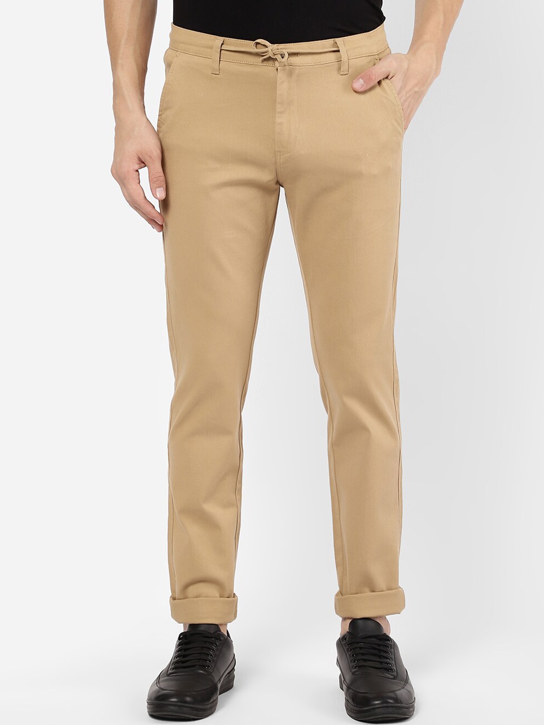 

R&B Men Khaki Cotton Trousers