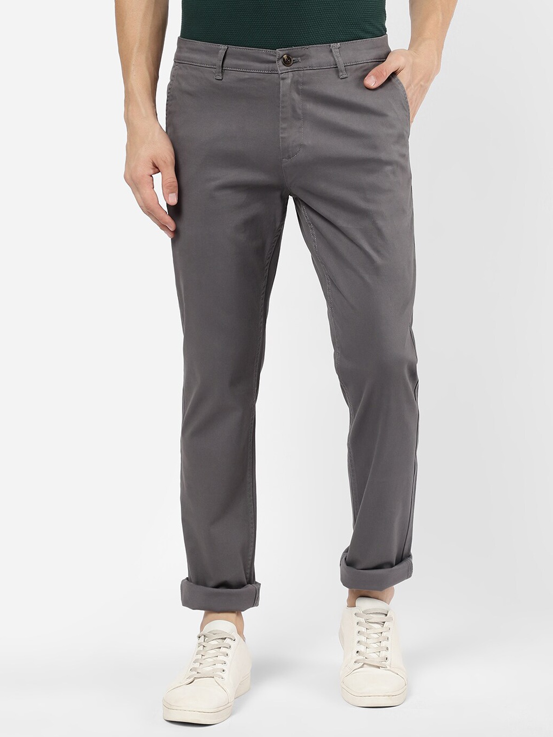 

R&B Men Grey Cotton Trousers