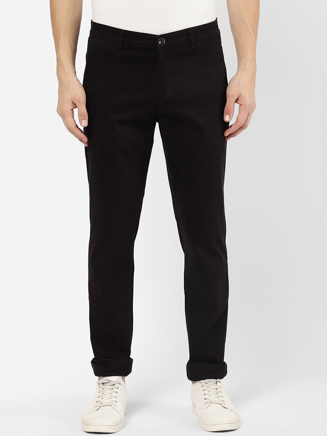 

R&B Men Black Cotton Chinos Trousers