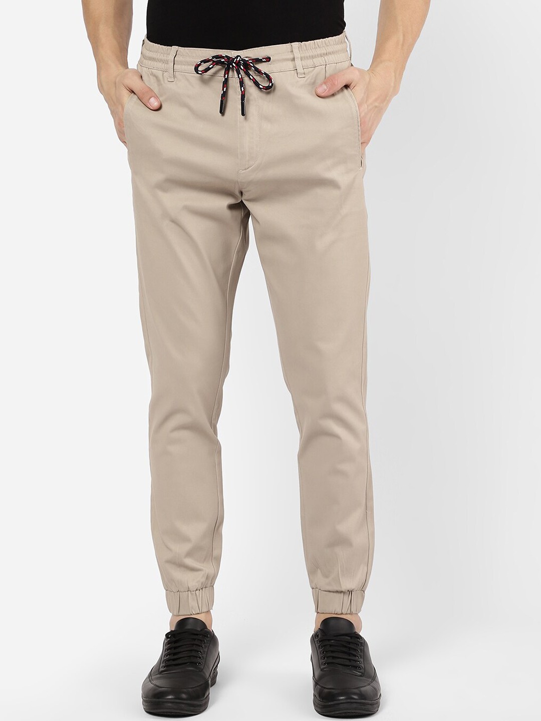 

R&B Men Beige Cotton Joggers