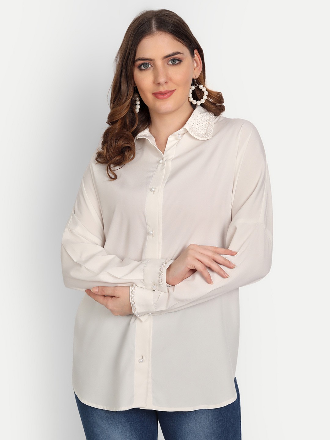 

Sttavoss Boxy Fit Colourblocked Casual Shirt, White