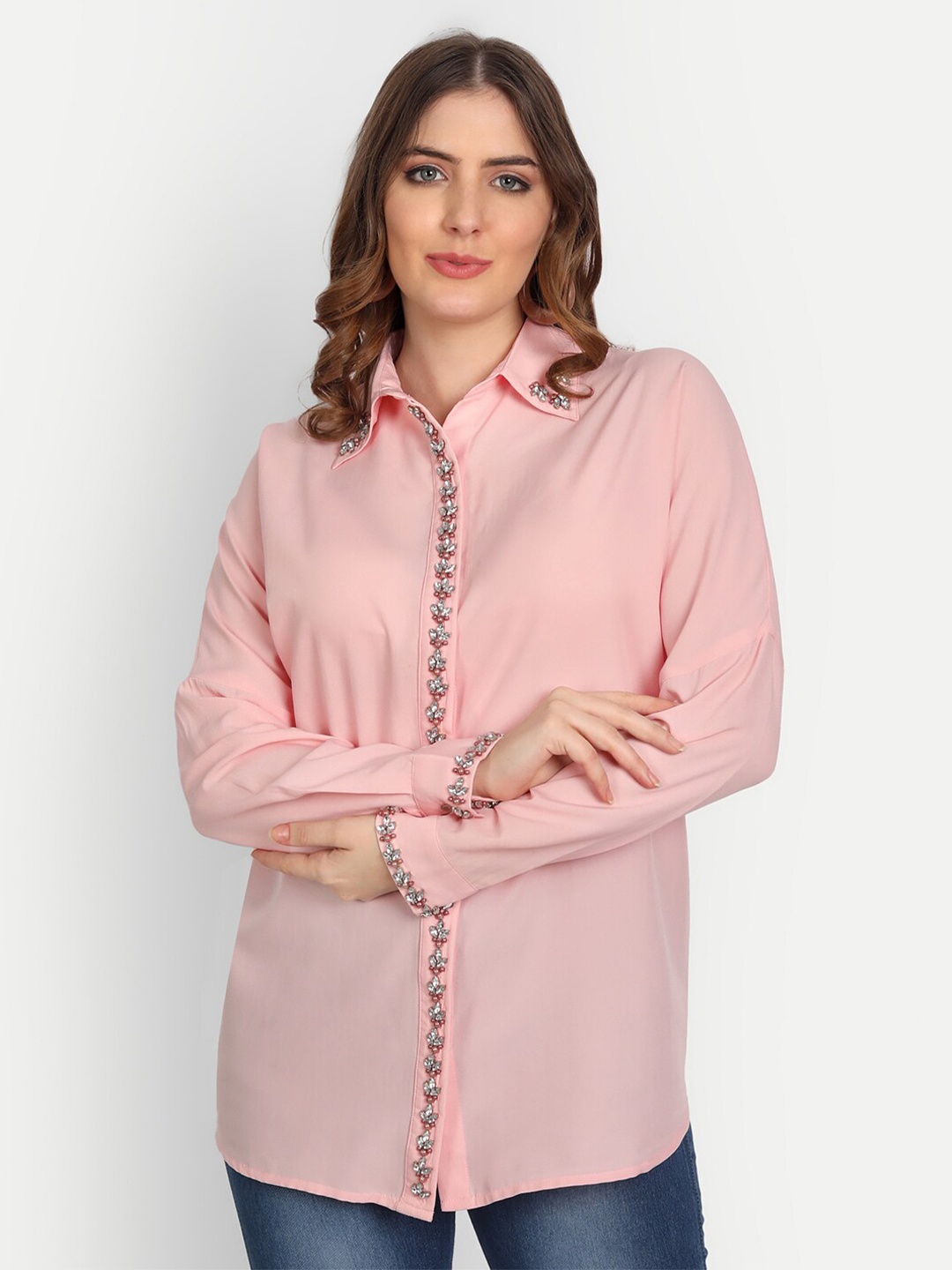 

Sttavoss Boxy Fit Casual Shirt, Pink