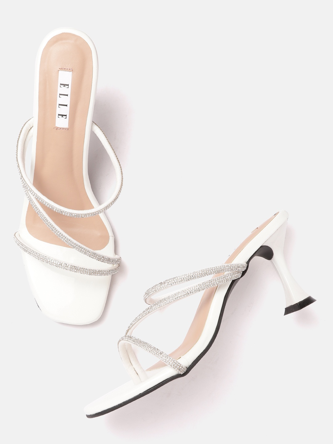 

ELLE Embellished Party Slim Heel Sandals, White