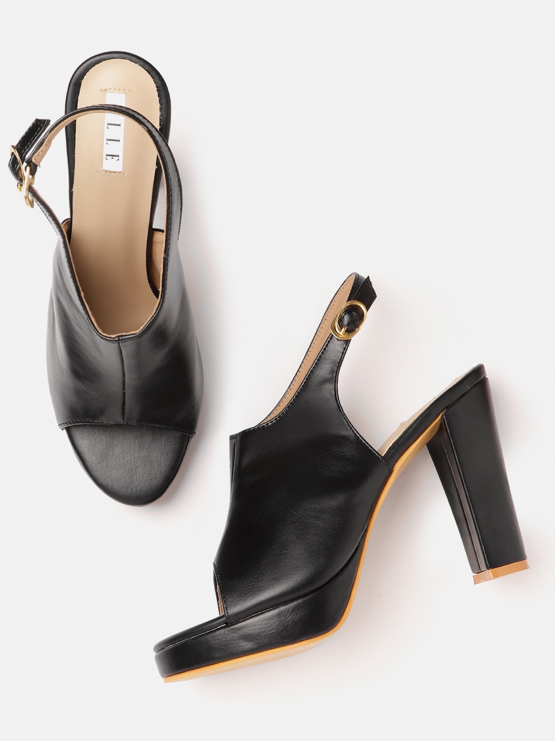 

ELLE Black Solid Block Heels