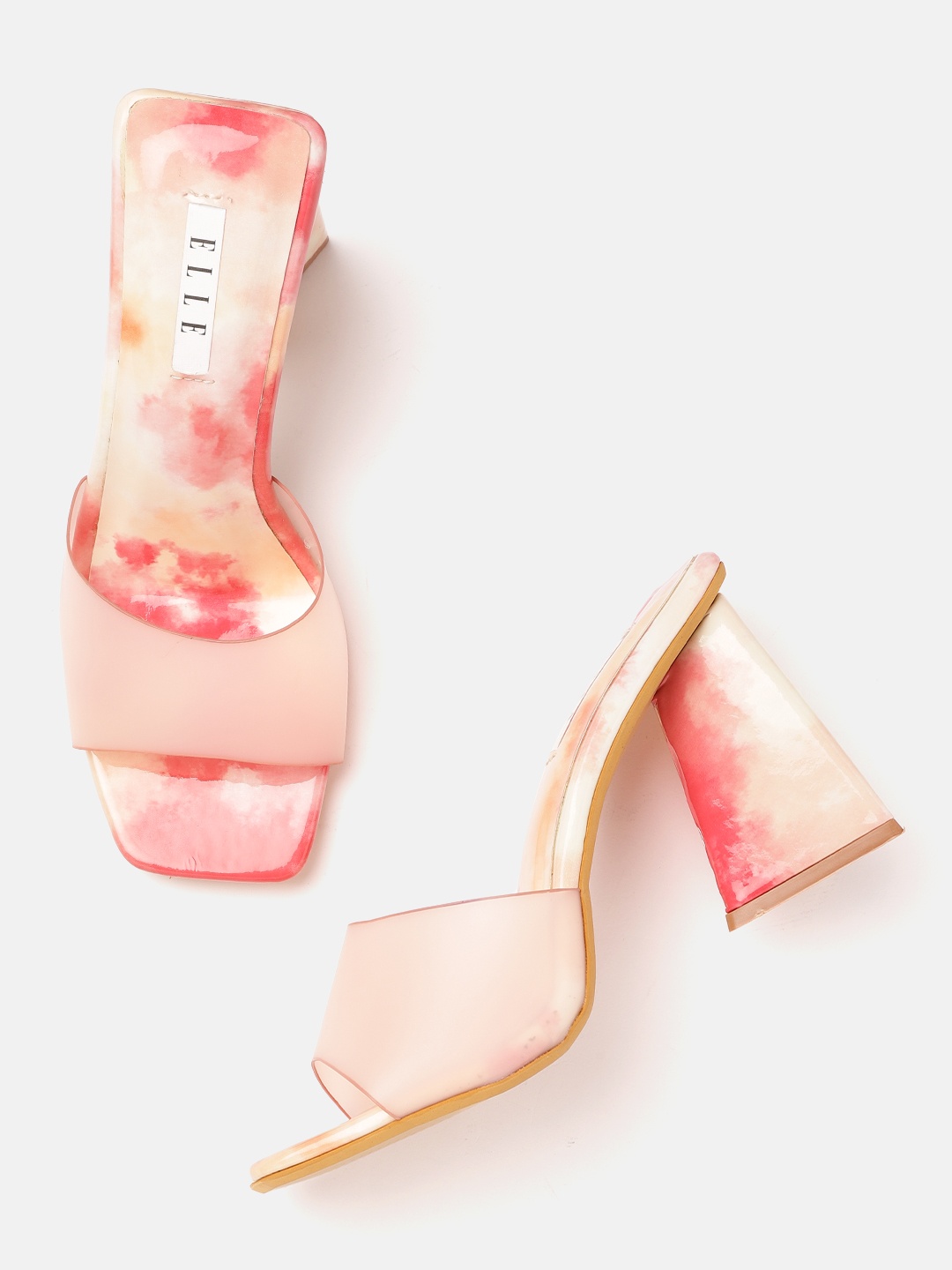 

ELLE Peach-Coloured Solid Block Heels