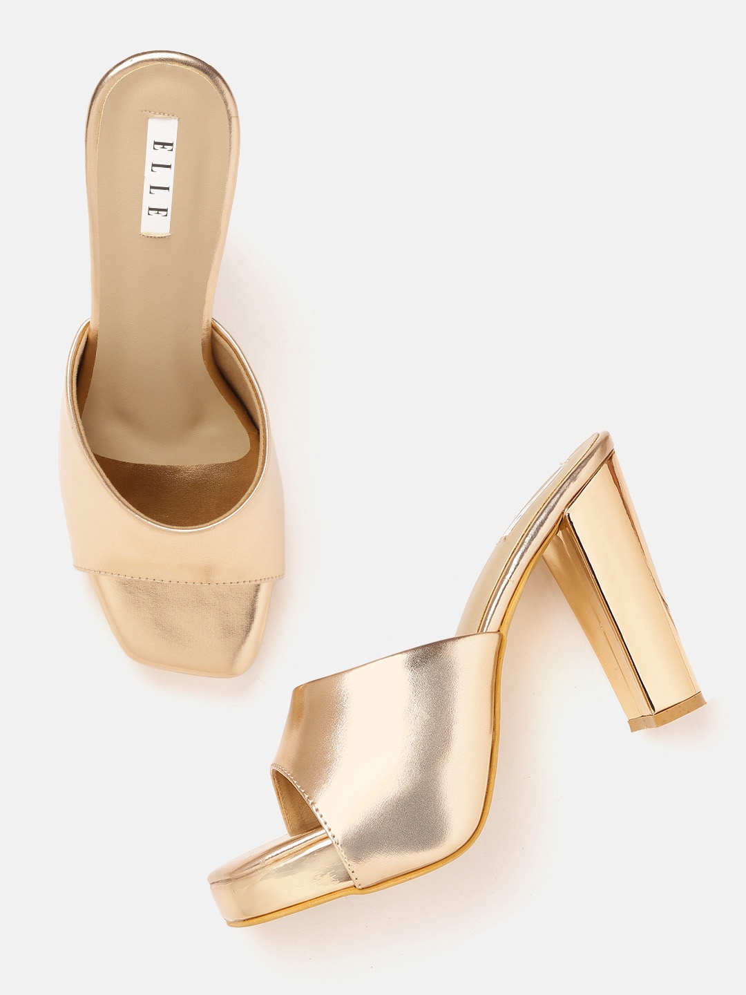 

ELLE Women Rose Gold Solid Block Heel Sandals