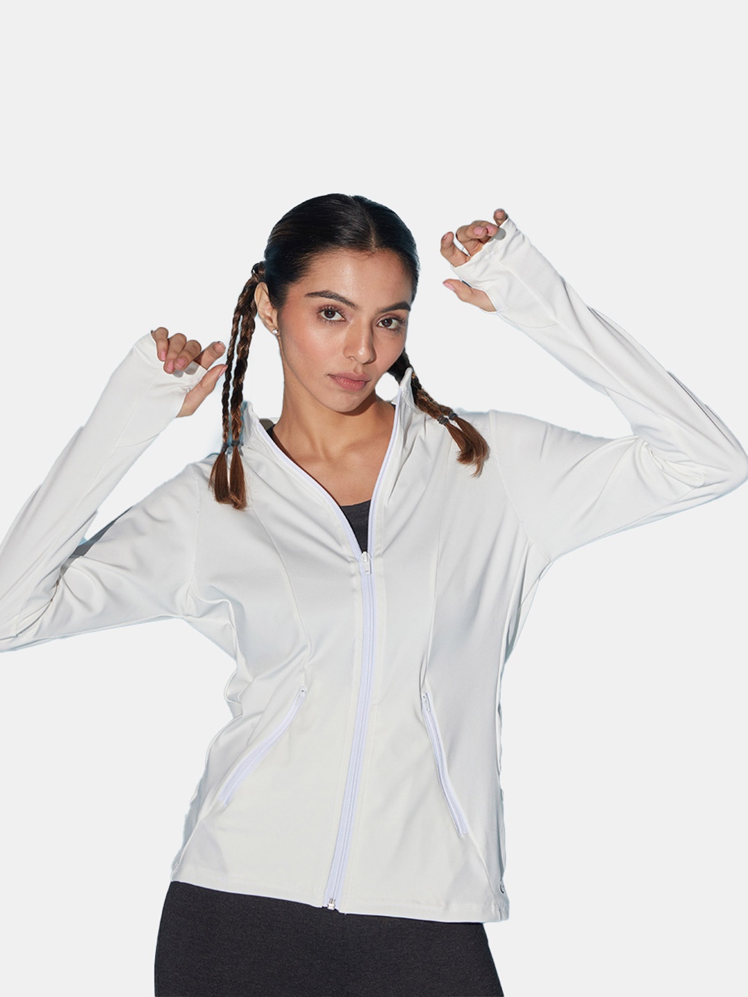 

KICA Women Off White Lightweight Training or Gym Sporty Jacket