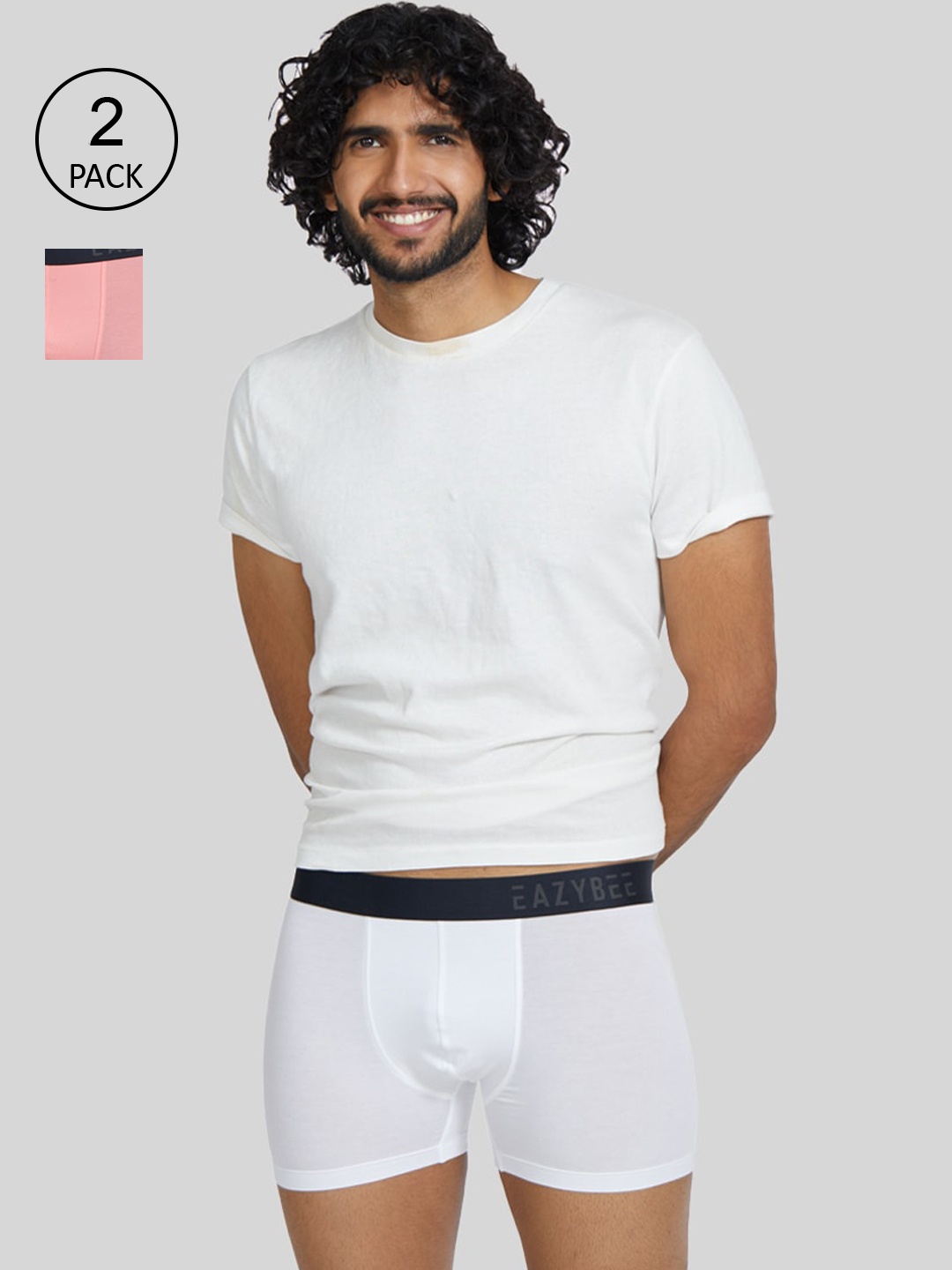 

Eazybee Men White & Pink Pack Of 2 Trunks EZT2WSR