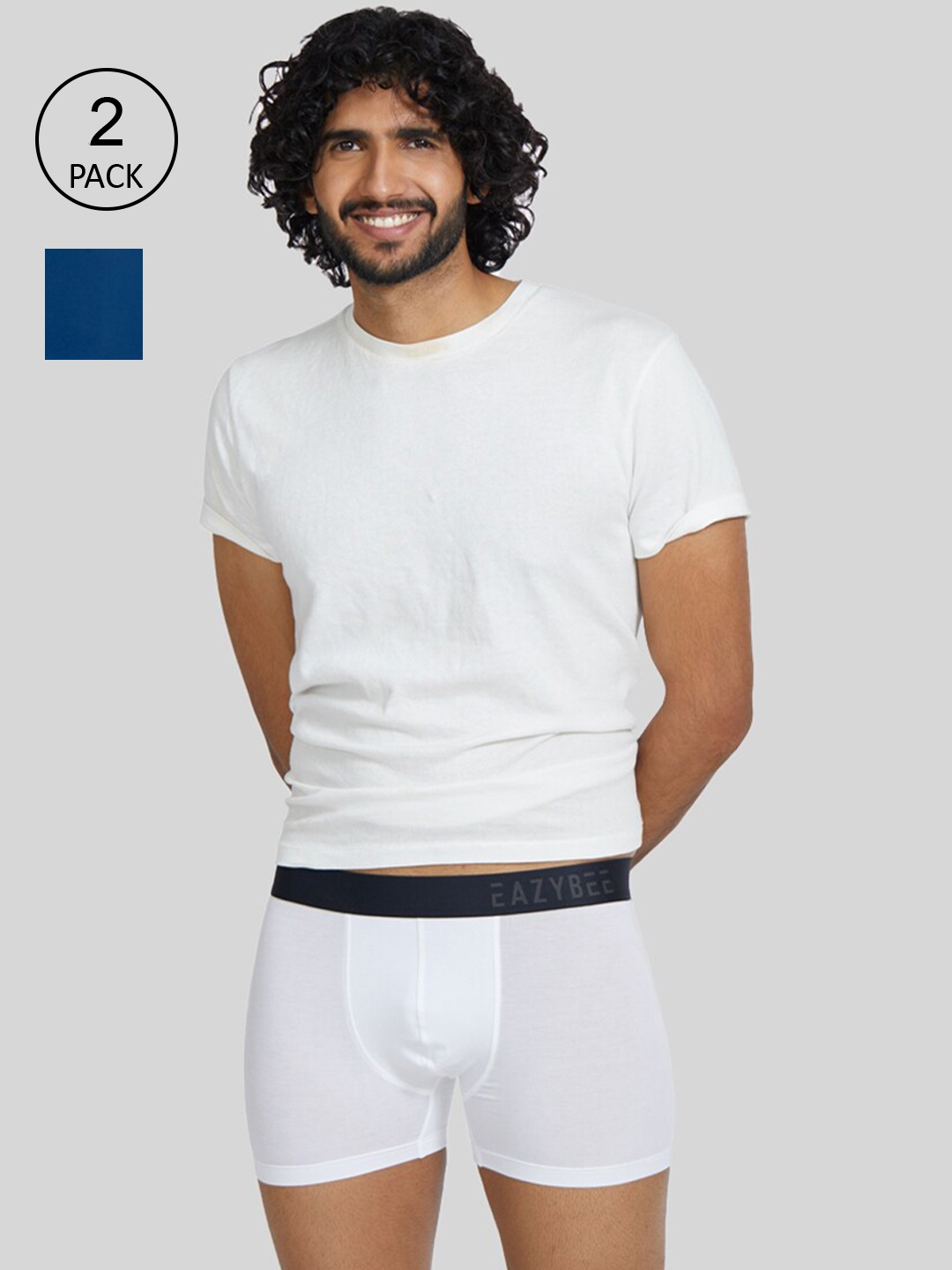 

Eazybee Men White & Blue Pack Of 2 Trunks EZT2WBLU