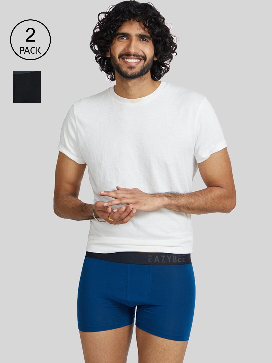 

Eazybee Men Black & Blue Pack Of 2 Solid Trunk