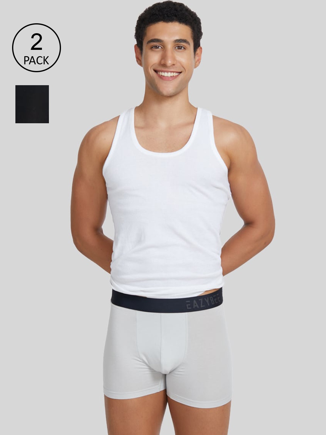 

Eazybee Men Pack of 2 Black & Grey Solid Trunk