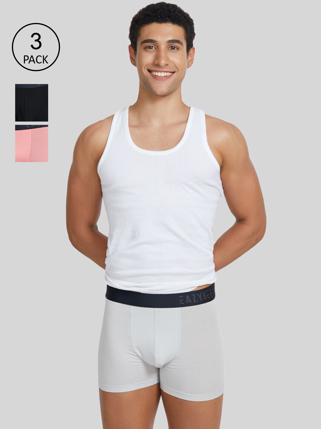 

Eazybee Men Blue & Pink Pack Of 3 Solid Trunk