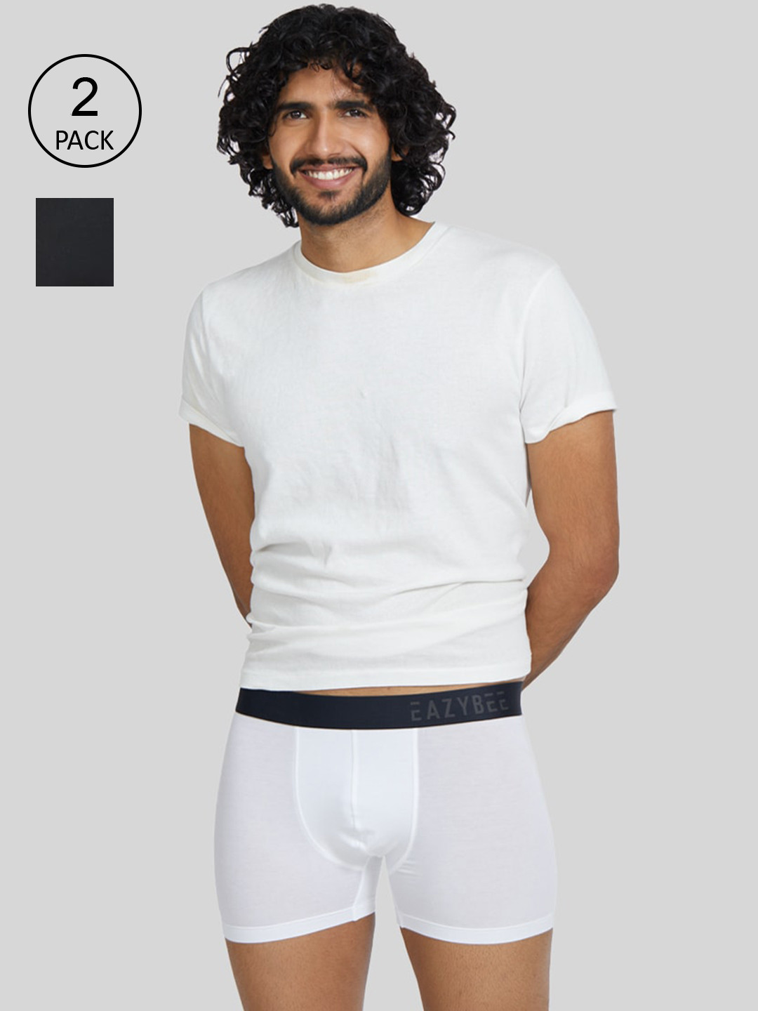 

Eazybee Men Black & White Pack Of 2 Solid Trunks