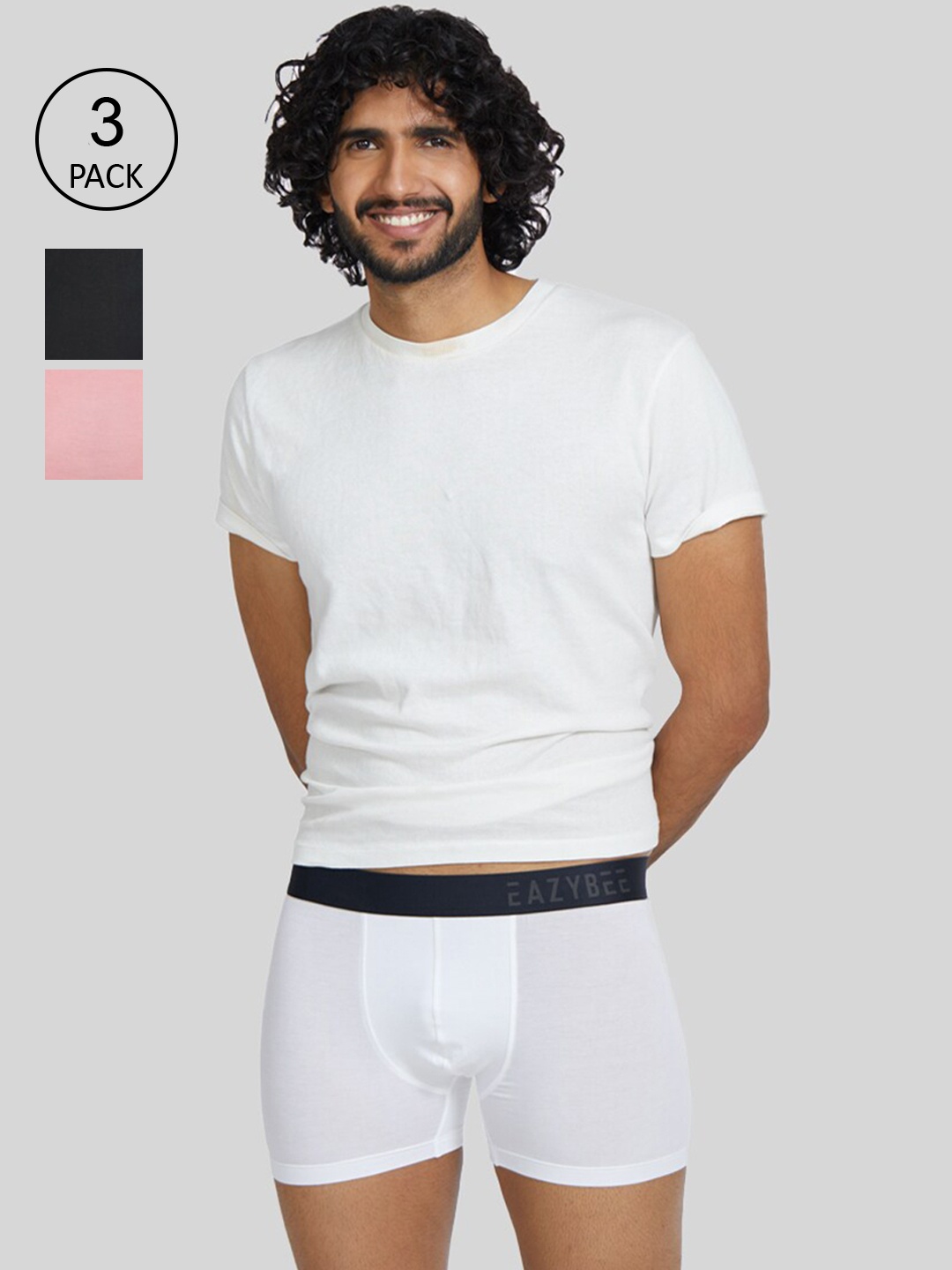 

Eazybee Men Black & White Pack Of 3 Solid Trunks