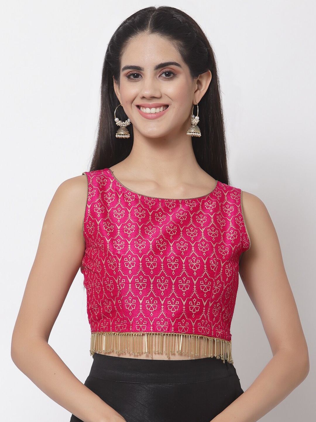 

studio rasa Pink Fringed Crop Top