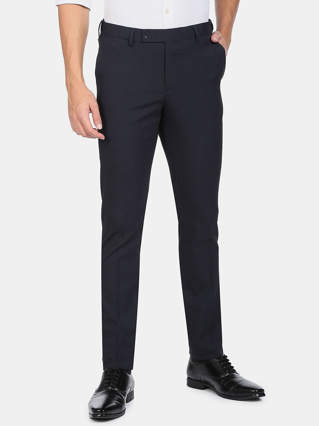 

Arrow Men Navy Blue Solid Autoflex Formal Trousers