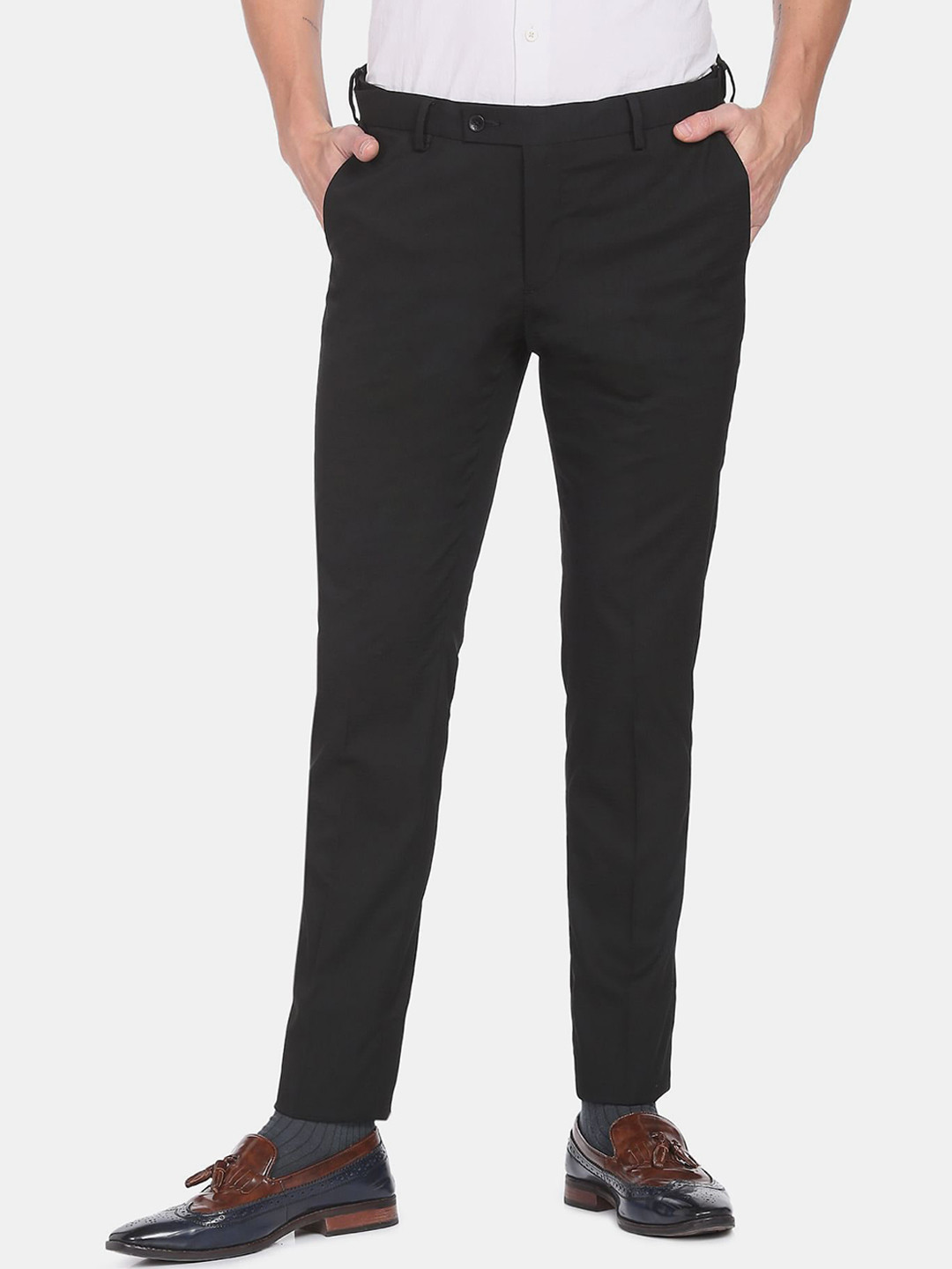 

Arrow Men Dobby Formal Trousers, Black