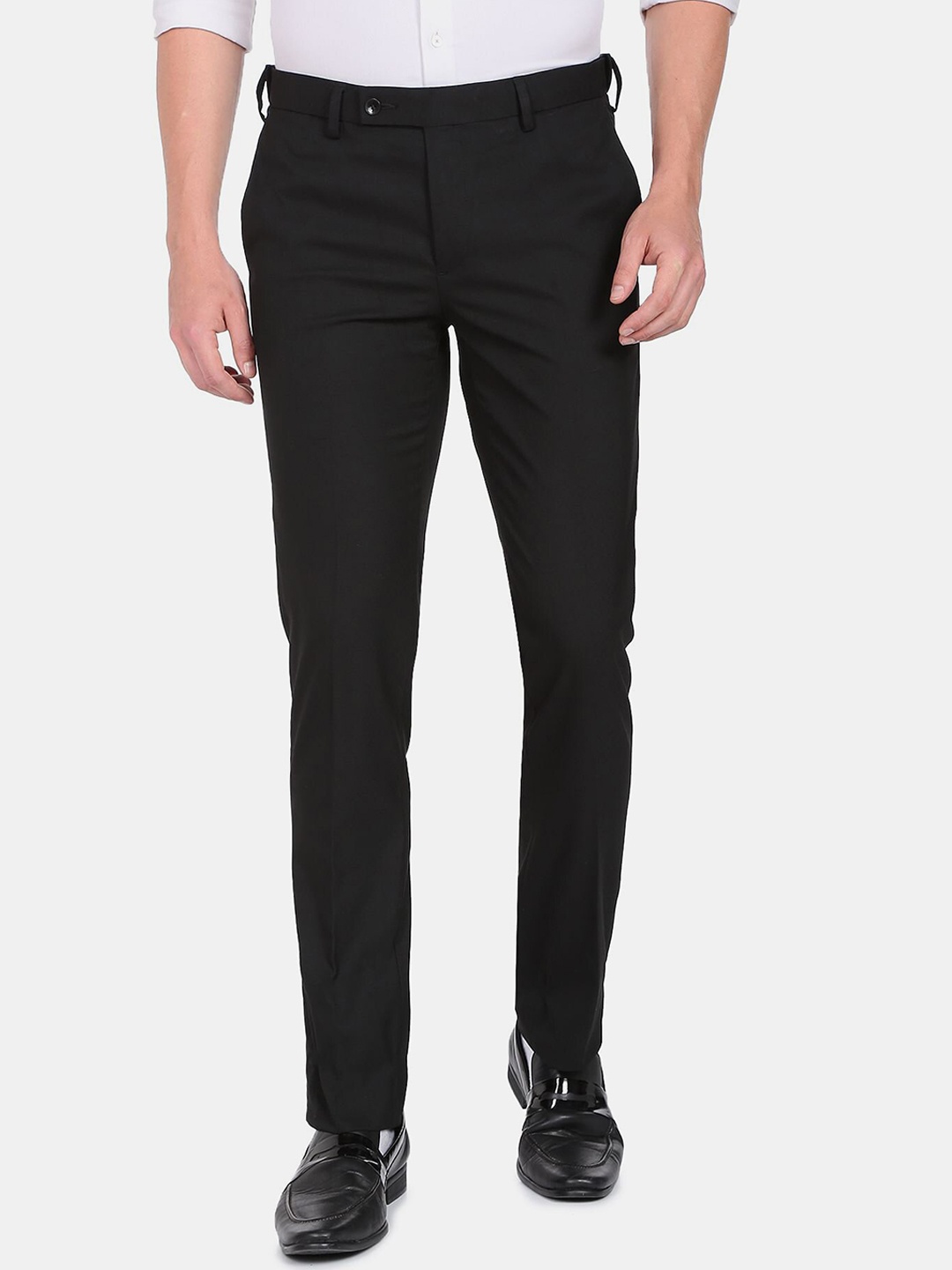 

Arrow Men Black Solid Regular Fit Autoflex Tailored Formal Trousers