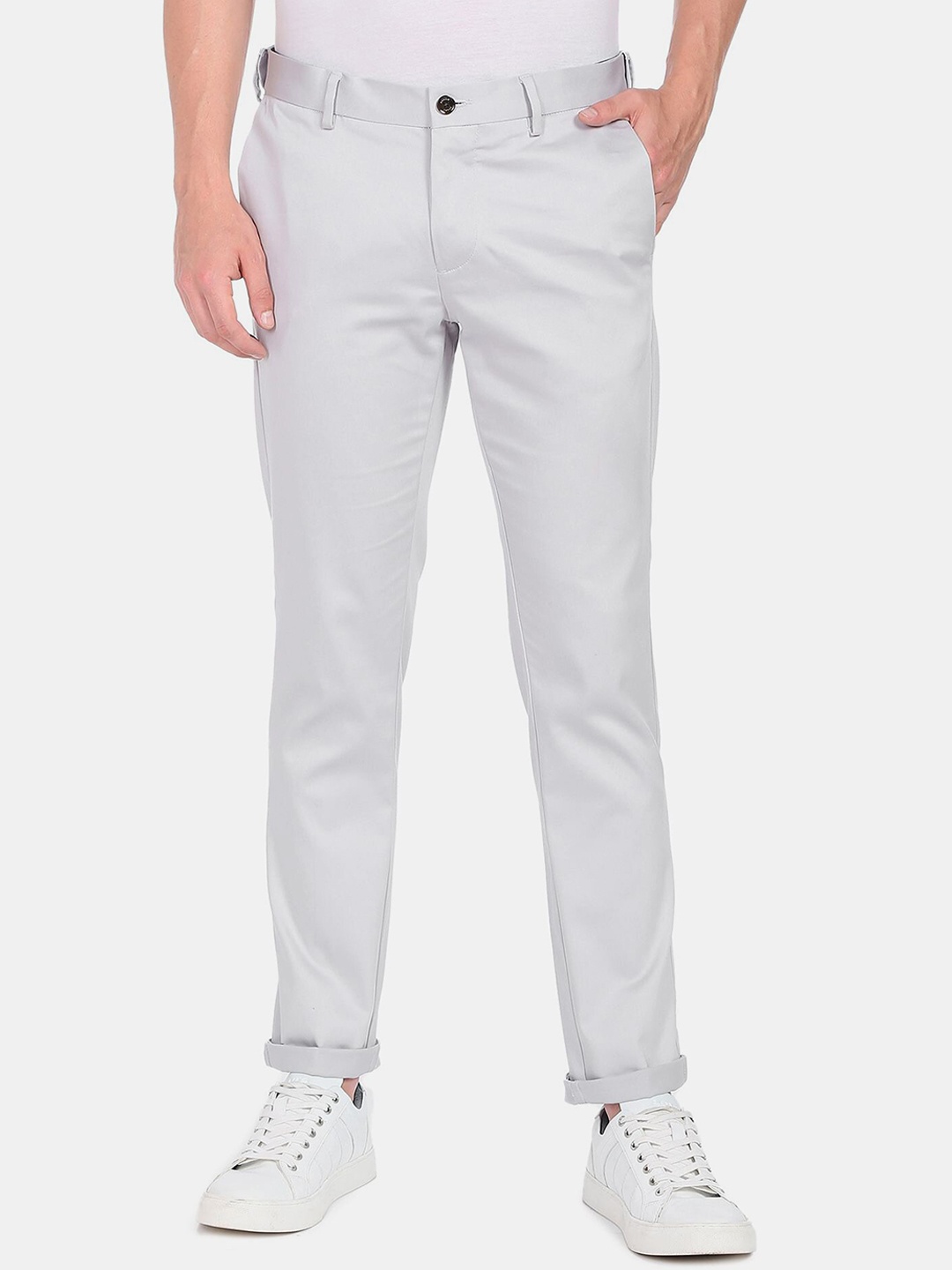 

Arrow Sport Men Grey Solid Slim Fit Chinos