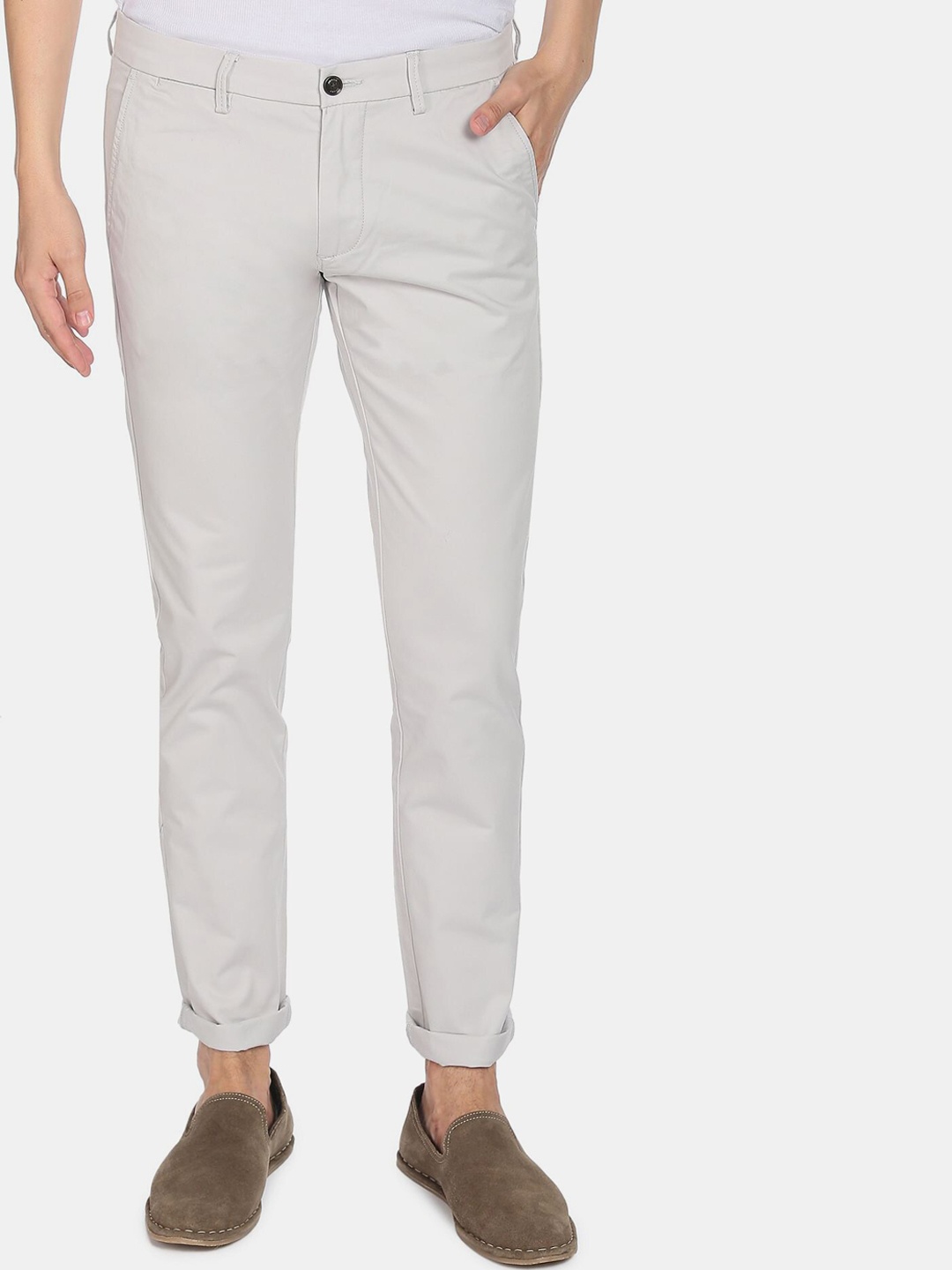 

Arrow Sport Men Grey Solid Cotton Slim Fit Casual Trousers
