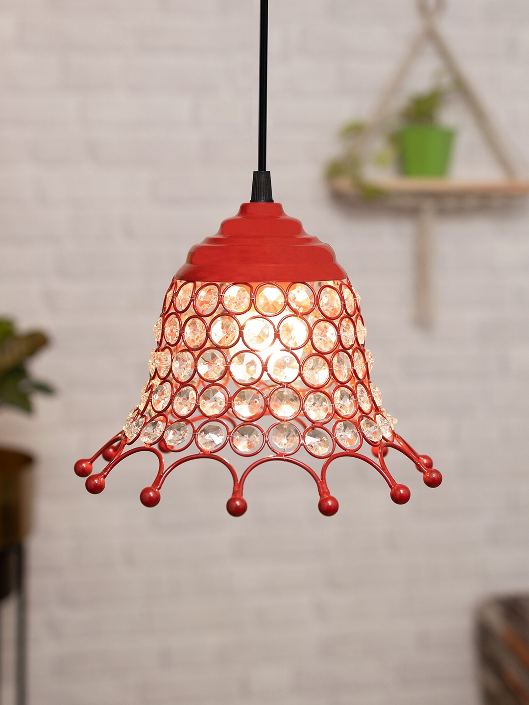 

Homesake Red & White Textured Hanging Crystal Ceiling Lamps