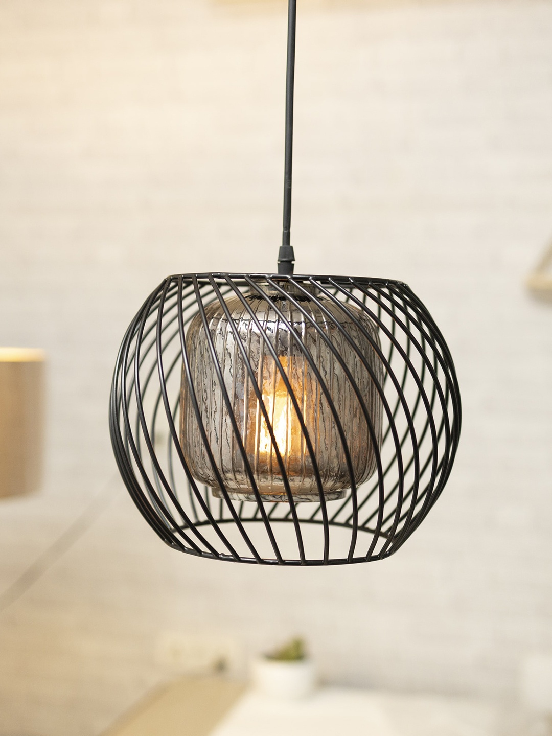 

Homesake Black Twister Cage Design Metal Ceiling Lamps