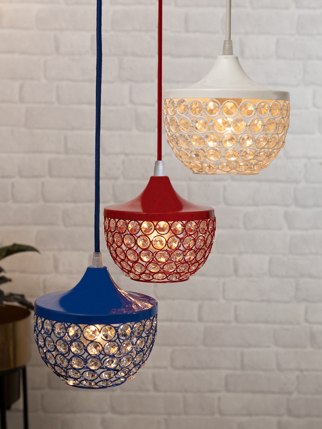 

Homesake White & Red Crystal Hanging Goblets