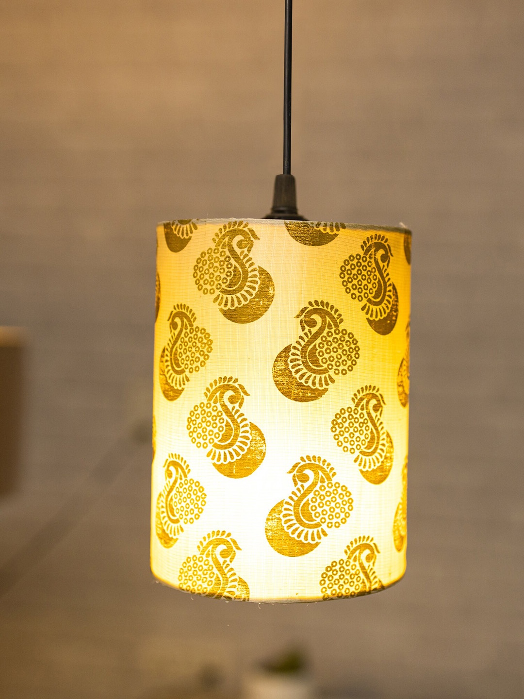 

Homesake Gold-Toned Printed Leaf Hanging Cylinder Ceiling Lamps