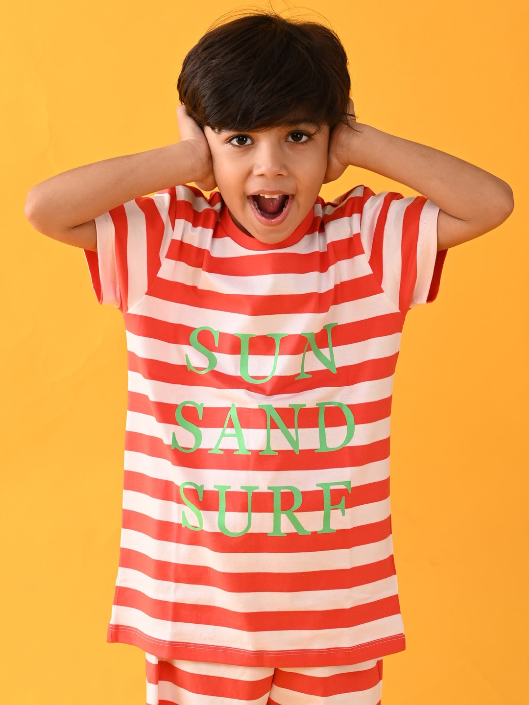 

Anthrilo Boys Orange & White Printed Pure Cotton Night suit