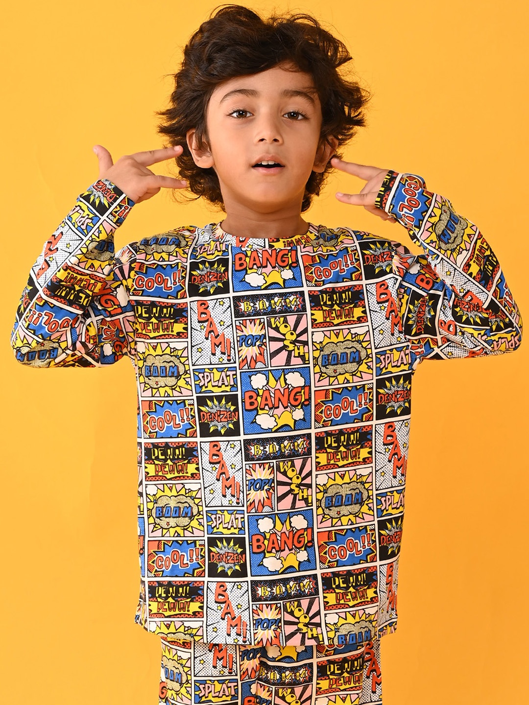 

Anthrilo Boys Blue & Black Printed Night suit